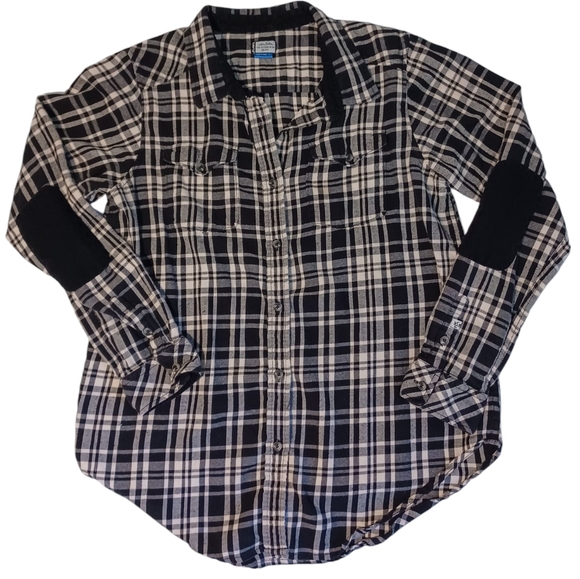 Kavu Tops - Kavu Women's Flannel Button-down Black & White Plaid